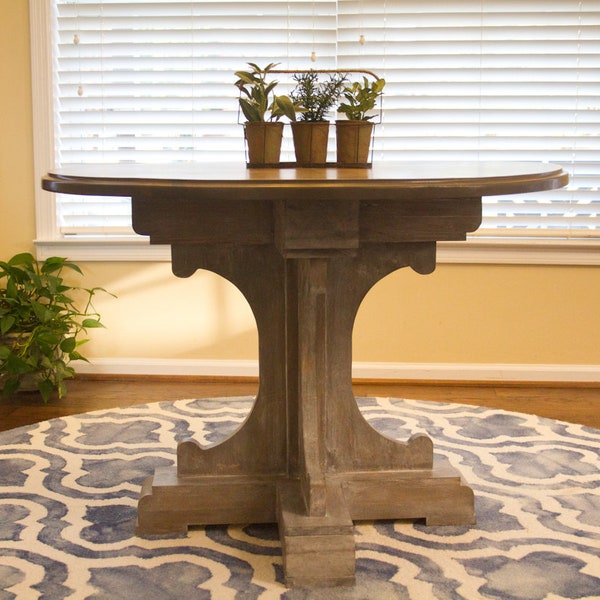 Round Scroll Farmhouse Dining Table