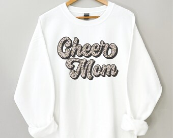 Cheer Mom Sweatshirt, Cheer Crewneck Sweatshirt, Leopard Print, Cheer Hoodie, Cheer Mom Gift, Cheerleading Mom