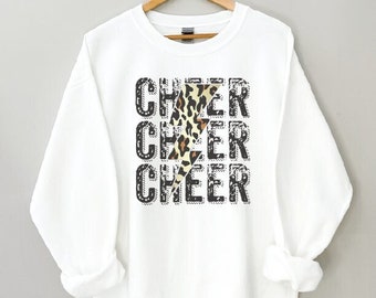 Cheerleader Sweatshirt, Cheer Crewneck Sweatshirt, Leopard Print, Cheer Hoodie, Cheer Coach Gift, Cheerleader gift