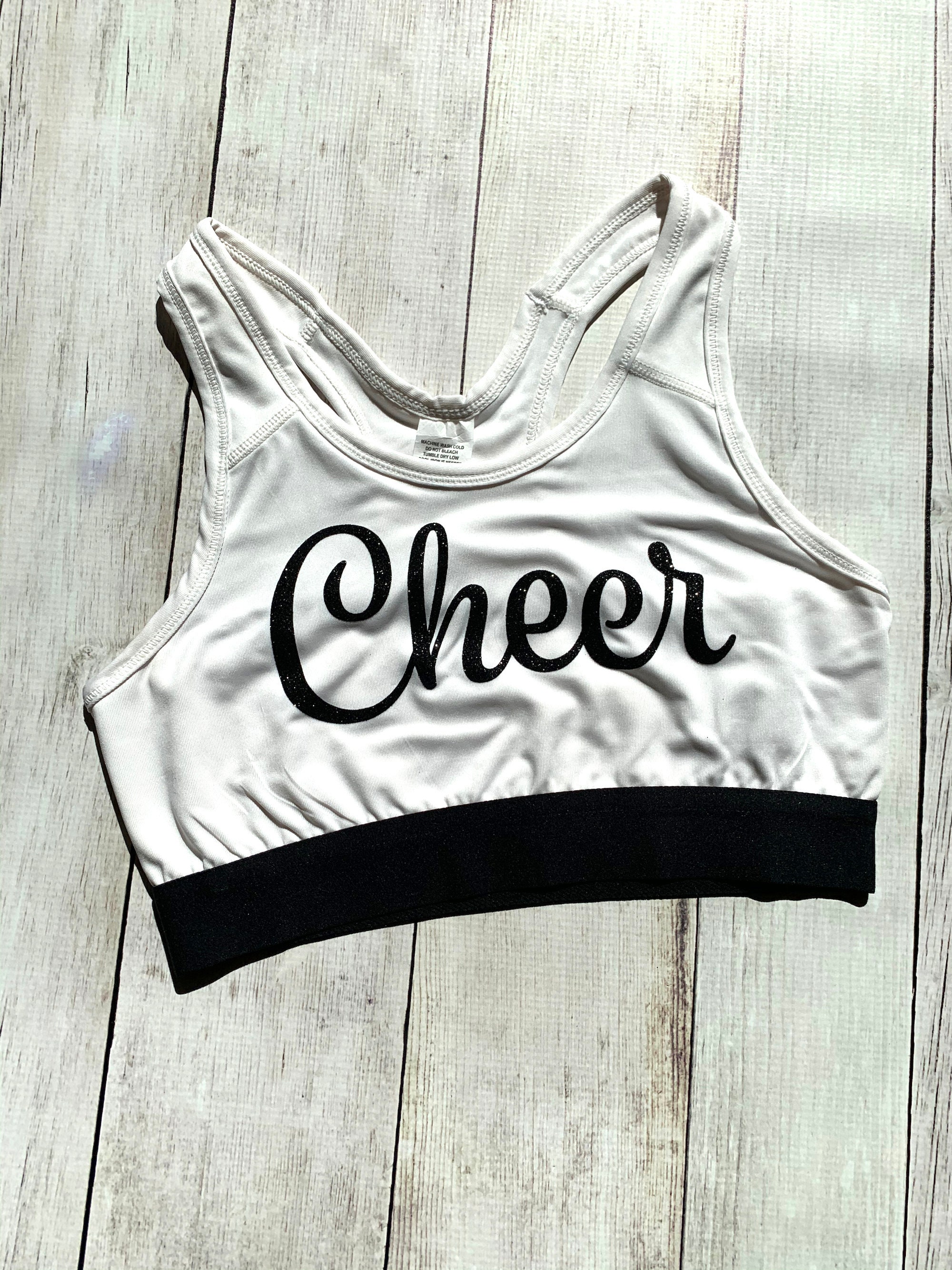 Cheer Sports Bra | Activewear | Practice Wear | Sparkle Sports Bra | Crop  Top | Cheerleader | White Sports Bra | Cheer