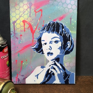 Stencil Spray Painting on Canvas Original Art