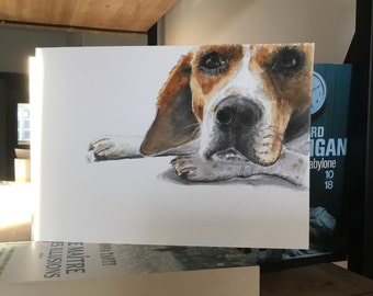 Beagle-Aquarell, einzigartiges Originalporträt