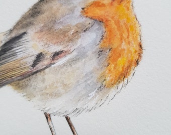 オリジナル水彩画 | 鳥、コマドリ（D） | サイズ 10x15 cm - Etsy 日本