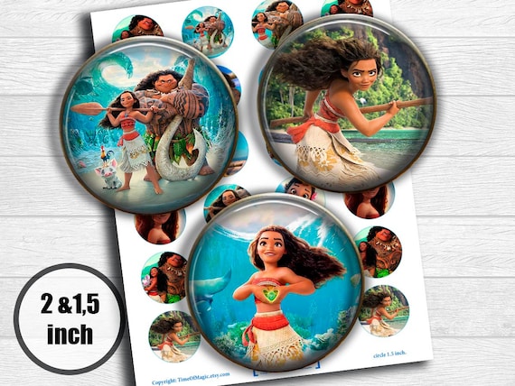 Moana Disney Digital Collage Hoja 2 1 5 Circulo Etsy