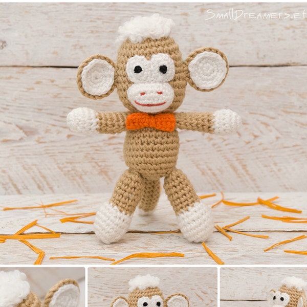 Naughty monkey toy Merry present Crochet monkey Soft stuffed toy Stuffed monkey Amigurumi Children toy Crochet toy for kids Soft monkey