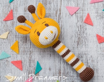 Giraffe rattle Crochet rattle Baby rattle toy Cotton crochet toy Baby gift Organic teether Baby Shower gift Baby teething toy Newborn gift