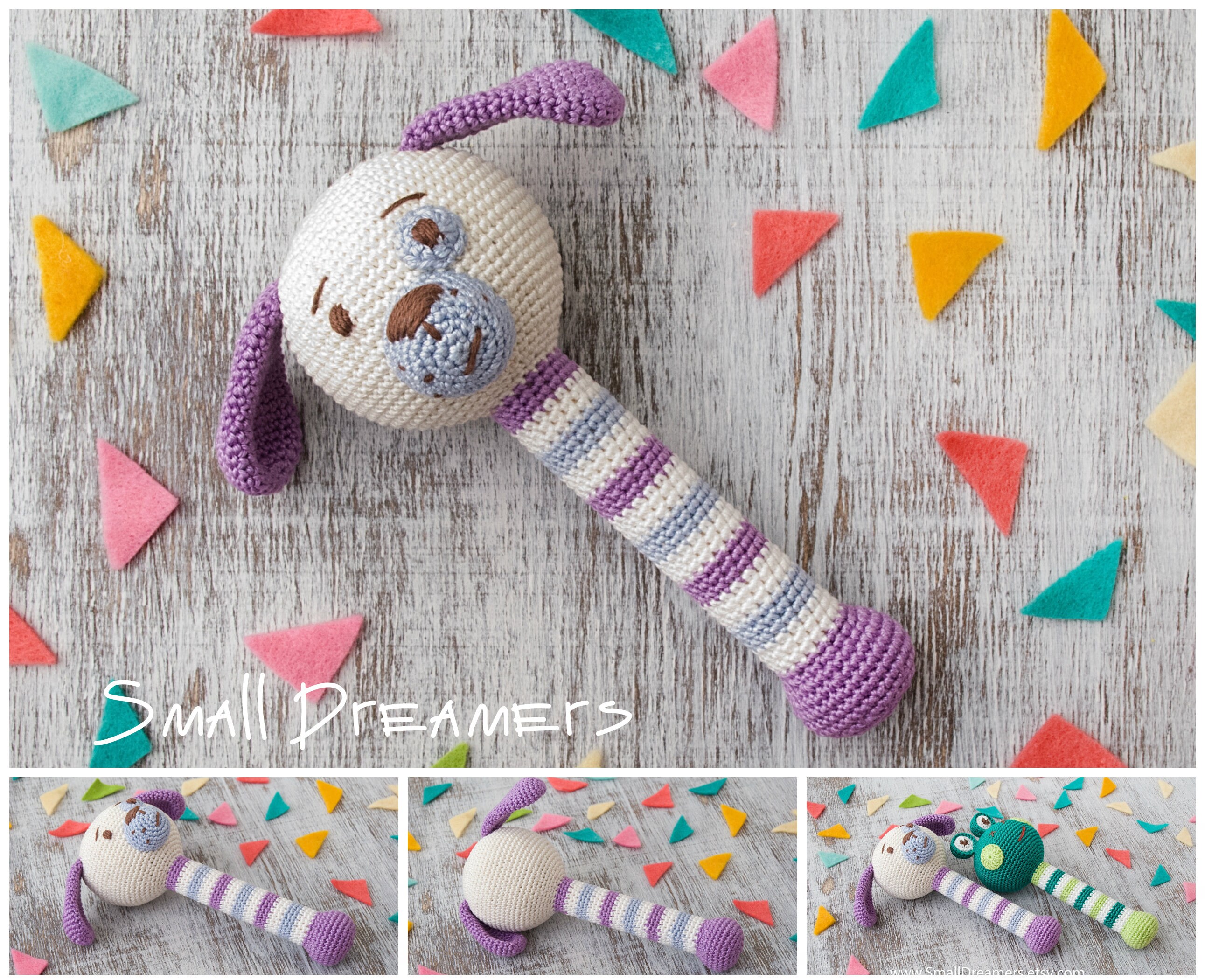 Dog rattle Crochet rattle Baby rattle toy Crochet toy Baby Etsy