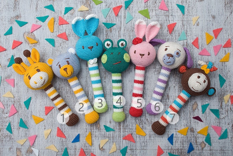 Monkey rattle Crochet rattle Baby rattle toy Cotton crochet toy Organic teether Shower gift Baby teething toy Newborn gift Crochet toy