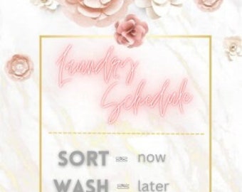Digital Printable Funny Laundry Room Schedule Decor