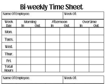 Bi-Weekly Employee Time Sheet: Printable Work Log (Digital Download)