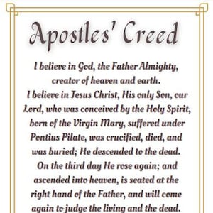 Apostles&#39; Creed Art Print: Catholic Christian Prayer (Digital Printable)