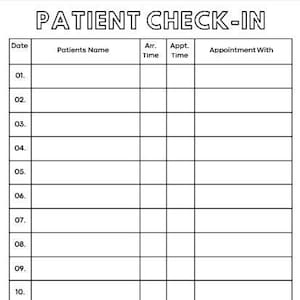 Patient Check-in Sheet: Printable Sign-in Form (Digital Printable)