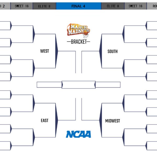 Printable March Madness Bracket Etsy