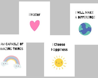 Set Of 4 Cute Positivity Digital Prints