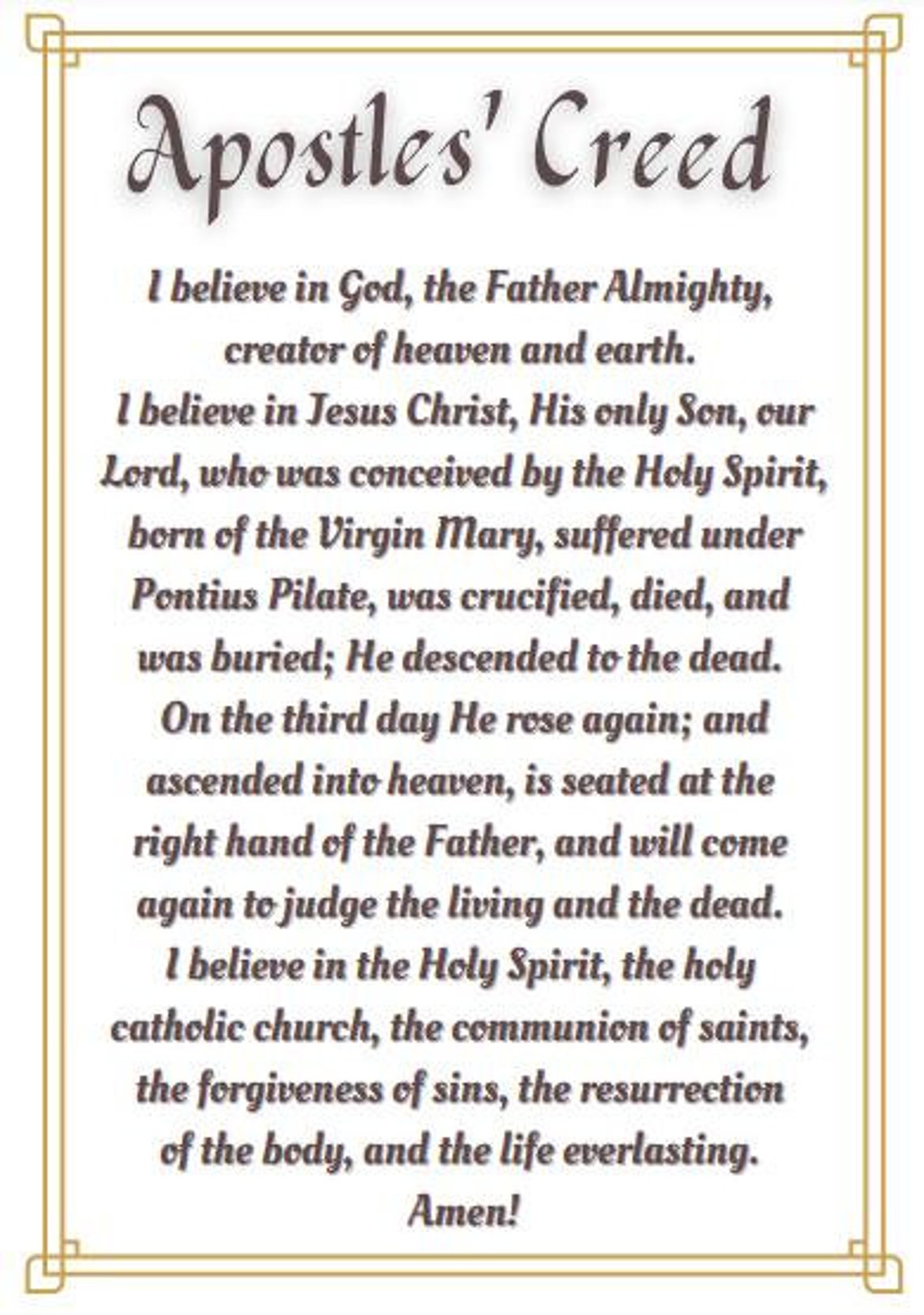 Digital Printable, Apostles Creed, Religious Print, Catholic Desk Art ...