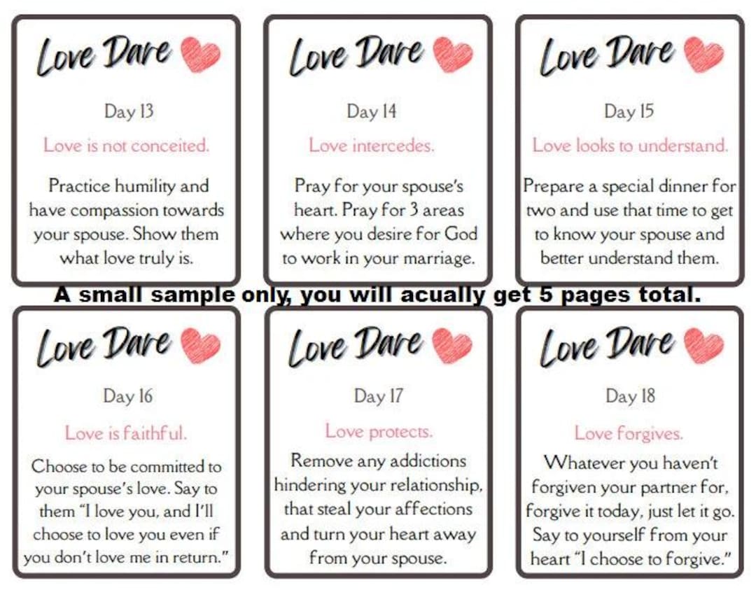 christian marriage love dare: 30 day challenge cards (digital printable) - etsy
