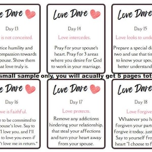 Imprimível digital, Conselhos sobre casamento, Desafio de amor cristão de 30 dias, Cartões de desafio, Ajuda para relacionamentos, Amor, Cristianismo, Aniversário