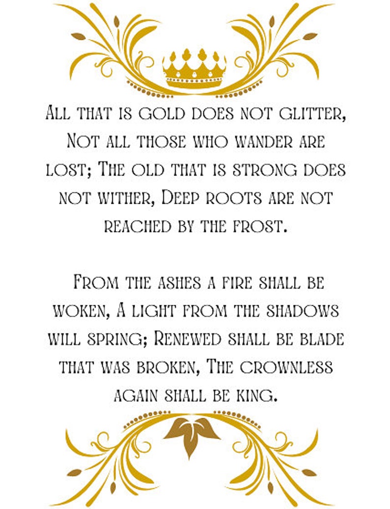 LOTR the Riddle of Strider Poem Digital Printable Etsy