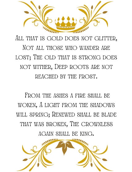 LOTR Novel The Riddle Of Strider Poem Digital Printable
