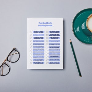 Digital Printable Teens Becoming An Adult Checklist Life Skills Learning