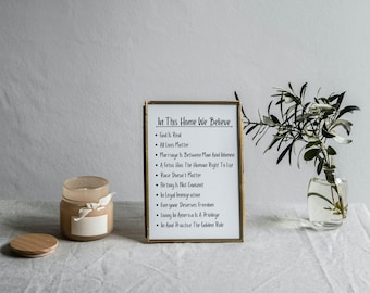 Family Values Quote Print: In This House We Believe (Digital Download)