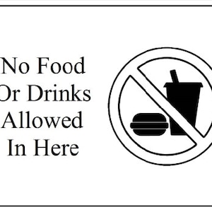 No Food Or Drinks Digital Printable Work Sign Office Sign