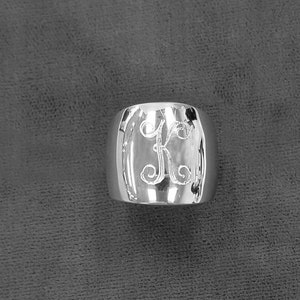 925 Sterling Silver Monogram Signet Cigar Band Dome Ring, Engravable Womans ring image 1