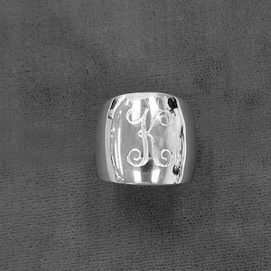 925 Sterling Silver Monogram Signet Cigar Band Dome Ring, Engravable Womans ring