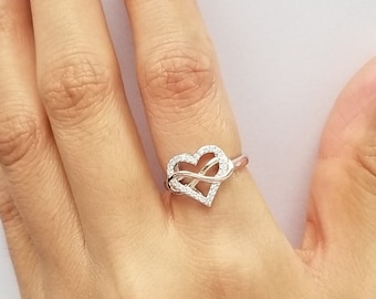 925 Sterling Micro Pave(cz) Heart/Infinite Ring