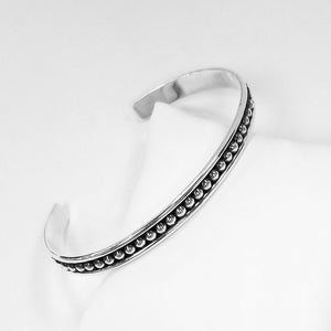 925 Sterling Silver 3mm Beaded Cuff Bracelet