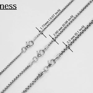 Italian 925 Sterling Silver Rhodium Plated Round Box Chains, Silver Solid Rhodium Plated Round Box Chain