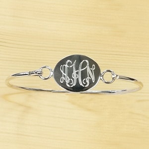 925 Sterling Silver Oval Monogram Bracelet, 925 Silver Lady's Personalized Bracelet