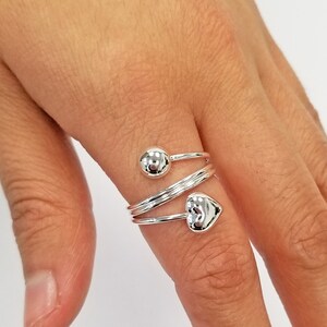 925 Sterling Silver Heart w/ Bead Ring