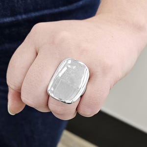 925 Sterling Silver Electroform Flat, Concaved Rectangle Ring