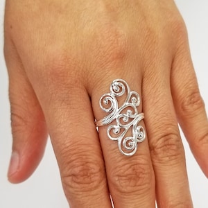 925 Sterling Silver Filigree Lady&#39;s Ring