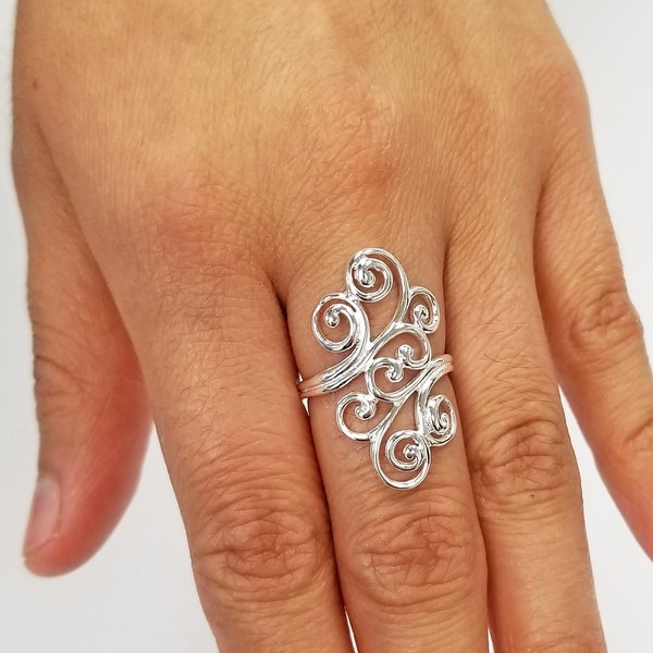 925 Sterling Silver Filigree Lady's Ring