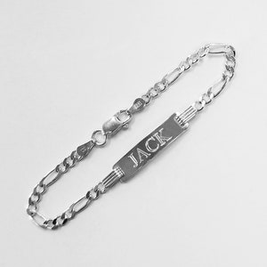 Sterling Silver Baby Figaro ID Bracelet,Fits 1yr - 6yrs old,For Baby Boys & Girls