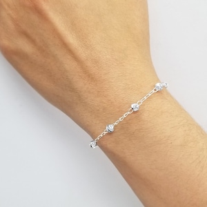925 Sterling Silver Moon cut bead bracelet and necklace