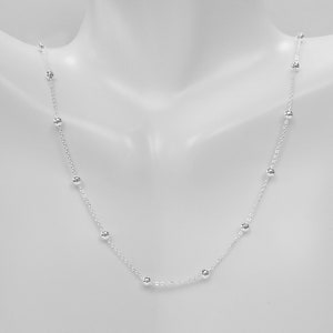 925 Sterling Silver Rolo Bead Chain Necklace with Extension