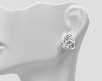 925 Sterling Silver Cz Love Knot stud earrings