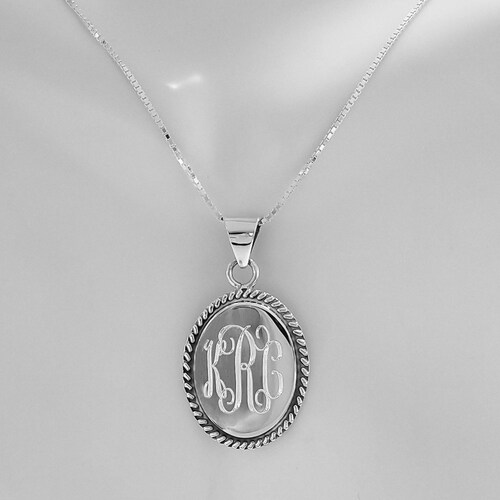 Sterling Silver Rope Edge Oval Ring Monogram Oval Ring Etsy