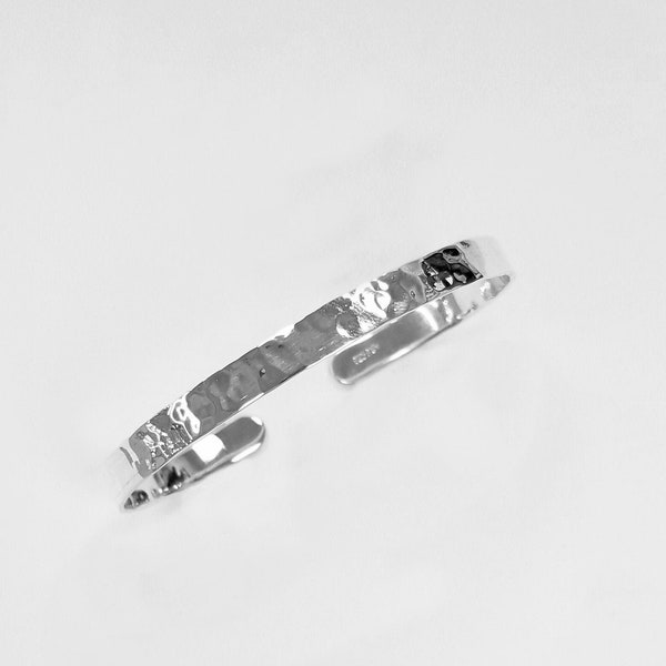 Sterling Silver 8mm hammered Cuff Bracelet