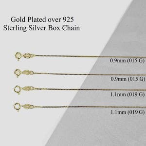 Vermeil Gold Box Chain: Gold Plated Silver Necklace (0.9mm/1.1mm)