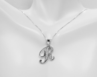 925 Sterling Silver CZ Initial Charms