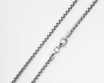 Sterling Silver Rhodium-plated .90mm Box Chain Necklace Multiple Sizes