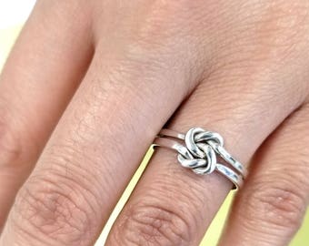 Sterling Silver Double Knot Ring, Silver Double Love Knot Ring,