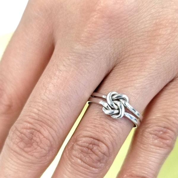Sterling Silver Double Love Knot Ring: Promise Jewelry