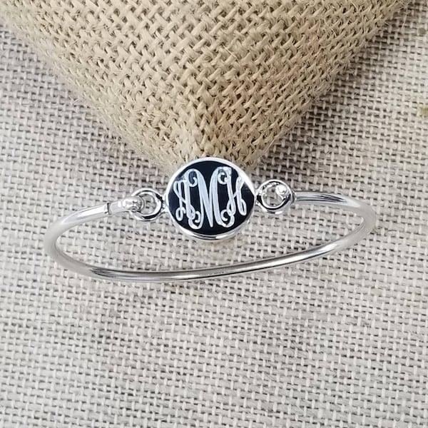 Bracelet jonc monogramme en argent sterling 3-4 ans, bracelet monogramme pour enfants