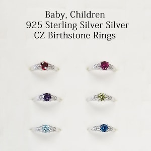 Baby Ring Sterling Silver, Children Birthstone Cubic Zirconia Rings