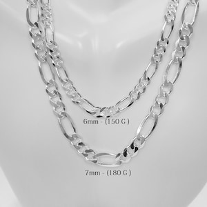 Sterling Silver Solid Men's Figaro Link Chain